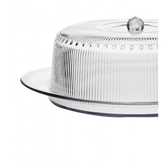 Boleira 33cm Com Espátula E Faca Brylik Em Acrílico